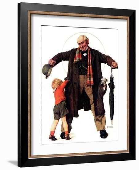 "Puppy in the Pocket" or "The Gift", January 25,1936-Norman Rockwell-Framed Giclee Print