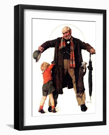 "Puppy in the Pocket" or "The Gift", January 25,1936-Norman Rockwell-Framed Giclee Print