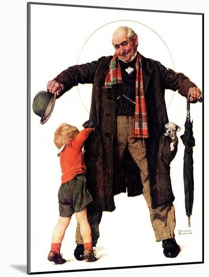 "Puppy in the Pocket" or "The Gift", January 25,1936-Norman Rockwell-Mounted Giclee Print