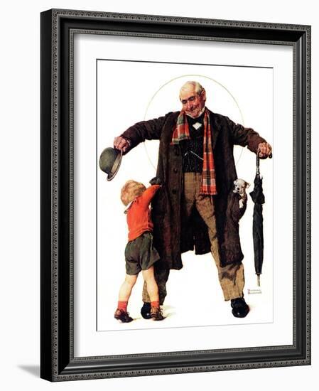 "Puppy in the Pocket" or "The Gift", January 25,1936-Norman Rockwell-Framed Giclee Print