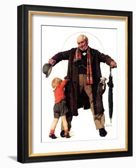 "Puppy in the Pocket" or "The Gift", January 25,1936-Norman Rockwell-Framed Giclee Print