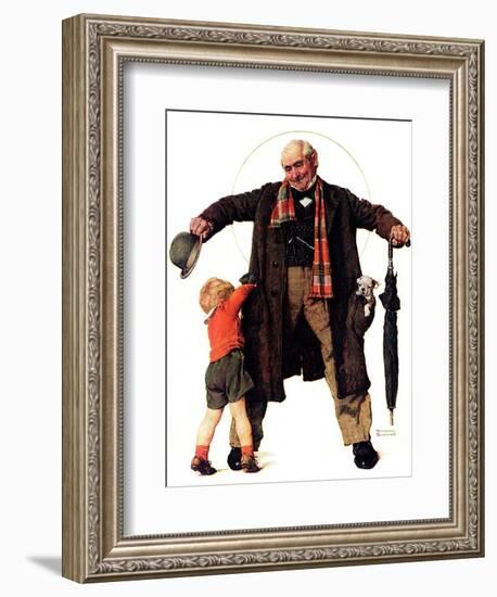 "Puppy in the Pocket" or "The Gift", January 25,1936-Norman Rockwell-Framed Giclee Print