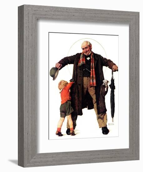 "Puppy in the Pocket" or "The Gift", January 25,1936-Norman Rockwell-Framed Giclee Print