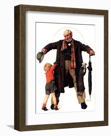 "Puppy in the Pocket" or "The Gift", January 25,1936-Norman Rockwell-Framed Giclee Print