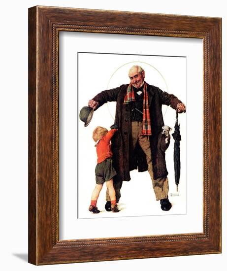 "Puppy in the Pocket" or "The Gift", January 25,1936-Norman Rockwell-Framed Giclee Print