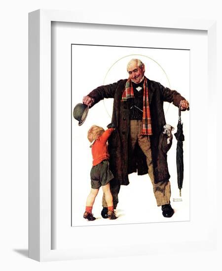 "Puppy in the Pocket" or "The Gift", January 25,1936-Norman Rockwell-Framed Giclee Print