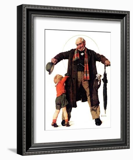 "Puppy in the Pocket" or "The Gift", January 25,1936-Norman Rockwell-Framed Giclee Print