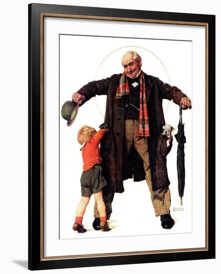 "Puppy in the Pocket" or "The Gift", January 25,1936-Norman Rockwell-Framed Giclee Print