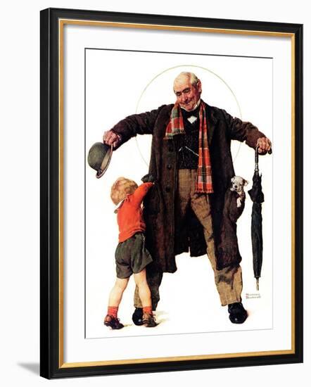 "Puppy in the Pocket" or "The Gift", January 25,1936-Norman Rockwell-Framed Giclee Print