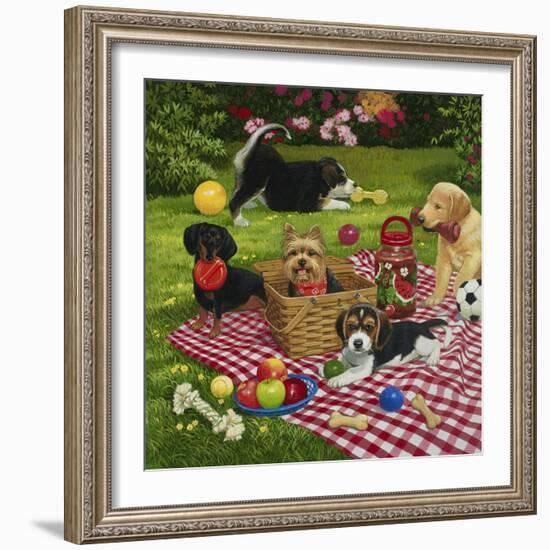 Puppy Picnic-William Vanderdasson-Framed Giclee Print