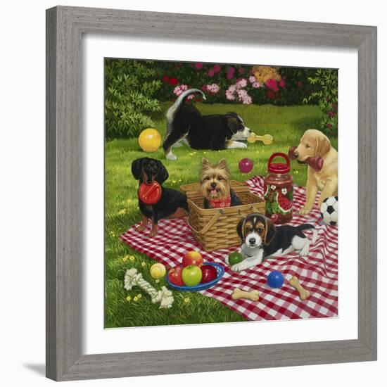 Puppy Picnic-William Vanderdasson-Framed Giclee Print