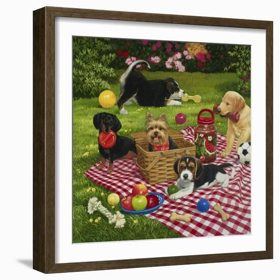 Puppy Picnic-William Vanderdasson-Framed Giclee Print