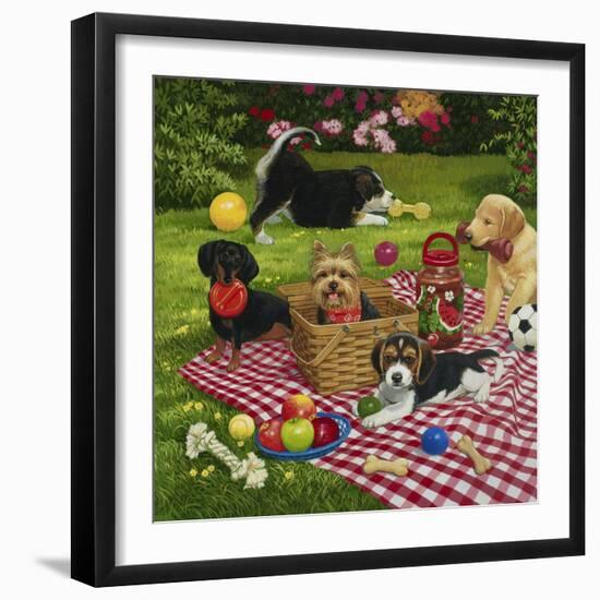 Puppy Picnic-William Vanderdasson-Framed Giclee Print