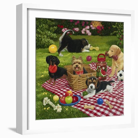 Puppy Picnic-William Vanderdasson-Framed Giclee Print