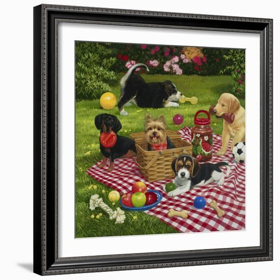 Puppy Picnic-William Vanderdasson-Framed Giclee Print