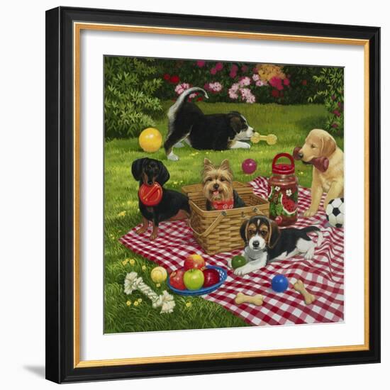 Puppy Picnic-William Vanderdasson-Framed Giclee Print