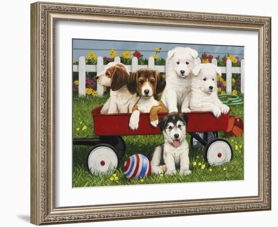 Puppy "Play Date"-William Vanderdasson-Framed Giclee Print