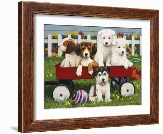 Puppy "Play Date"-William Vanderdasson-Framed Giclee Print