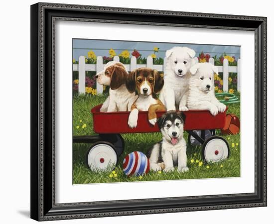 Puppy "Play Date"-William Vanderdasson-Framed Giclee Print