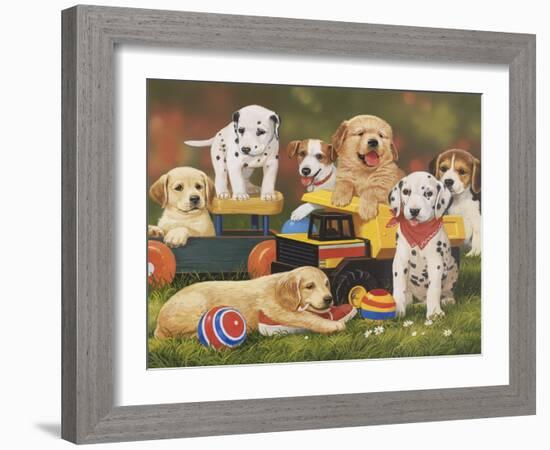 Puppy Play Group-William Vanderdasson-Framed Giclee Print