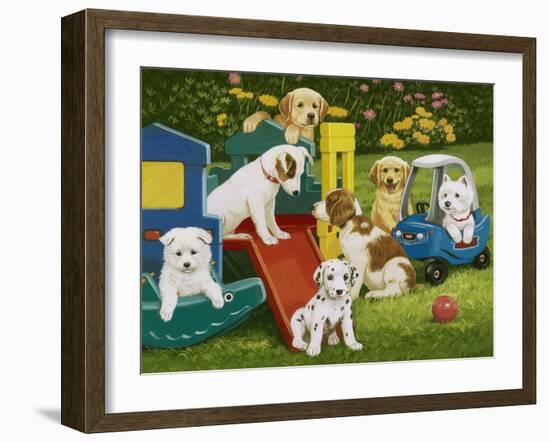 Puppy Playground-William Vanderdasson-Framed Giclee Print