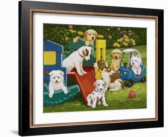 Puppy Playground-William Vanderdasson-Framed Giclee Print