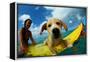 Puppy Riding on Surfboard-Rick Doyle-Framed Premier Image Canvas