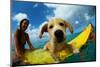 Puppy Riding on Surfboard-Rick Doyle-Mounted Photographic Print
