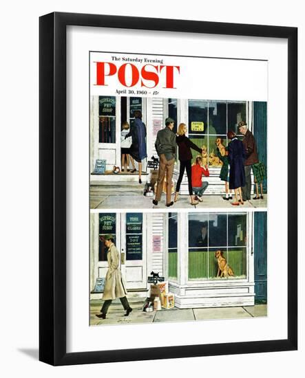 "Puppy Sellout," Saturday Evening Post Cover, April 30, 1960-George Hughes-Framed Giclee Print