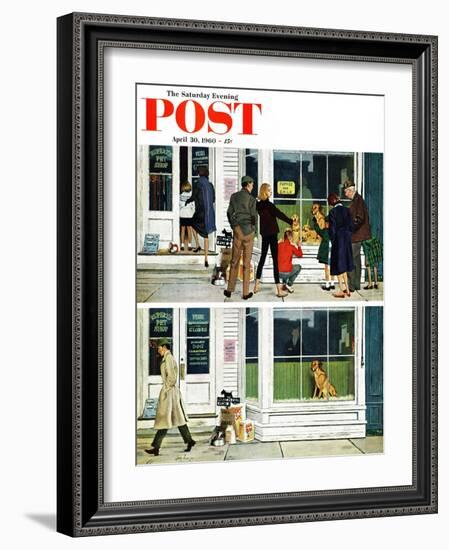 "Puppy Sellout," Saturday Evening Post Cover, April 30, 1960-George Hughes-Framed Giclee Print