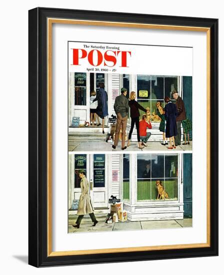 "Puppy Sellout," Saturday Evening Post Cover, April 30, 1960-George Hughes-Framed Giclee Print