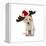 Puppy with Santa Hat and Reindeer Ears-Lew Robertson-Framed Premier Image Canvas