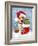 Puppy with Santa's Hat-MAKIKO-Framed Giclee Print