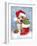 Puppy with Santa's Hat-MAKIKO-Framed Giclee Print