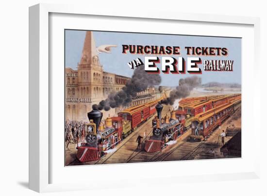 Purchase Tickets Via Erie Railway-null-Framed Art Print