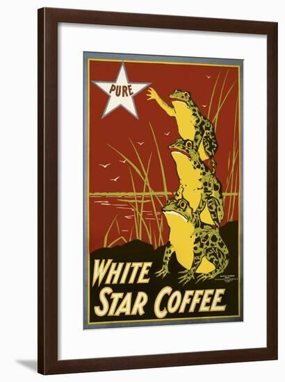 Pure White Star Coffee, Frogs-null-Framed Giclee Print