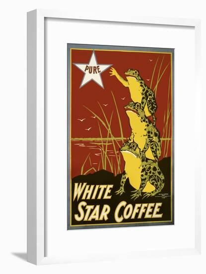 Pure White Star Coffee, Frogs-null-Framed Giclee Print