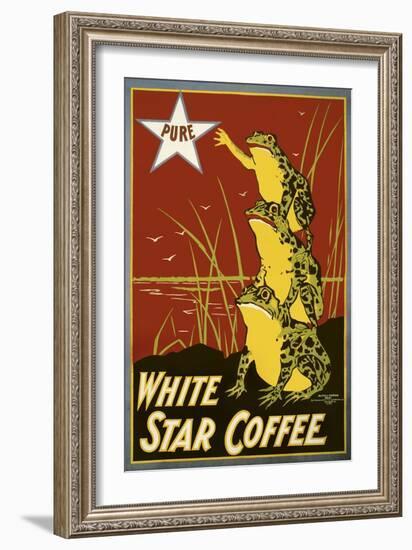 Pure White Star Coffee, Frogs-null-Framed Giclee Print