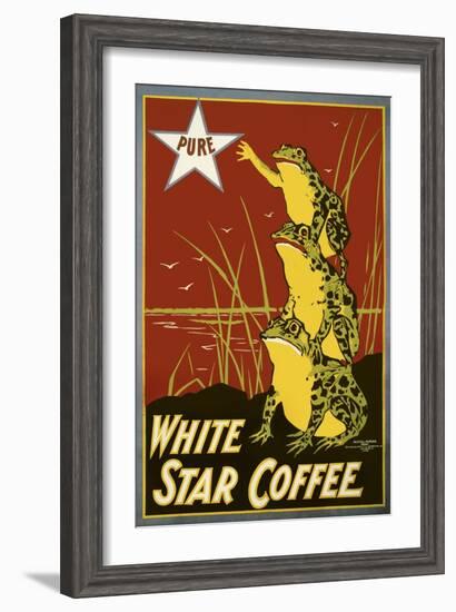 Pure White Star Coffee, Frogs-null-Framed Giclee Print