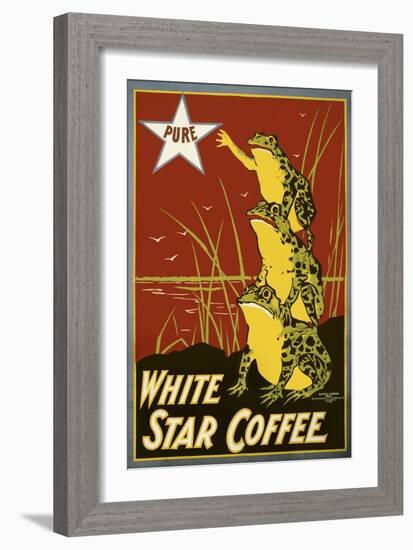 Pure White Star Coffee, Frogs-null-Framed Giclee Print
