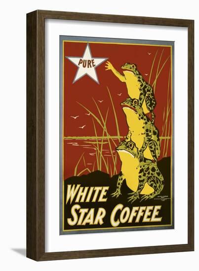 Pure White Star Coffee, Frogs-null-Framed Giclee Print