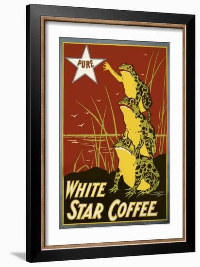 Pure White Star Coffee, Frogs-null-Framed Giclee Print