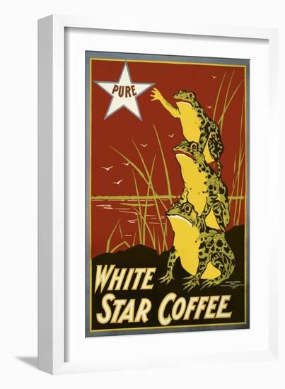 Pure White Star Coffee, Frogs-null-Framed Giclee Print