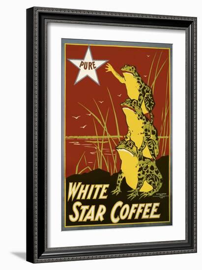 Pure White Star Coffee, Frogs-null-Framed Giclee Print