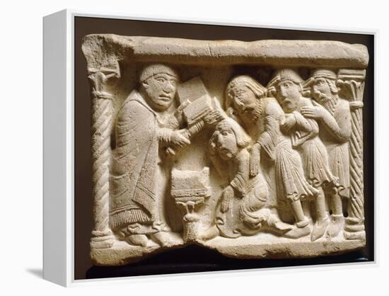 Purification of Knight, Detail from Holy Water Font, Emilian Sculptor, Early 12th Century, Relief-null-Framed Premier Image Canvas