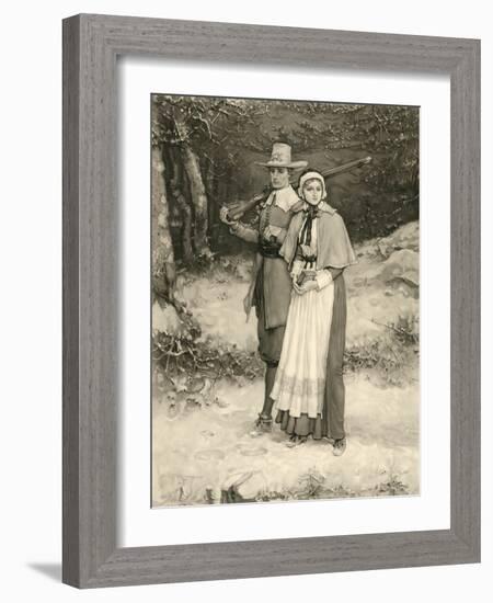 Puritan Couple on their Way to Sunday Worship, Engraved by Thomas Gold Appleton, 1885-George Henry Boughton-Framed Giclee Print