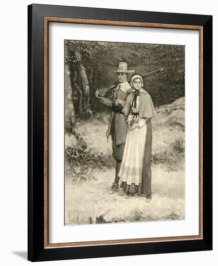 Puritan Couple on their Way to Sunday Worship, Engraved by Thomas Gold Appleton, 1885-George Henry Boughton-Framed Giclee Print