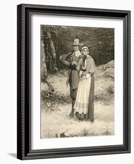 Puritan Couple on their Way to Sunday Worship, Engraved by Thomas Gold Appleton, 1885-George Henry Boughton-Framed Giclee Print