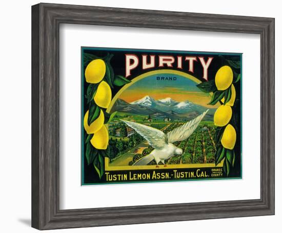 Purity Lemon Label - Tustin, CA-Lantern Press-Framed Art Print