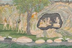 The Five Siddhas Make their Way to the Kailasha Mountains, C.1820-Purkhu-Framed Premier Image Canvas